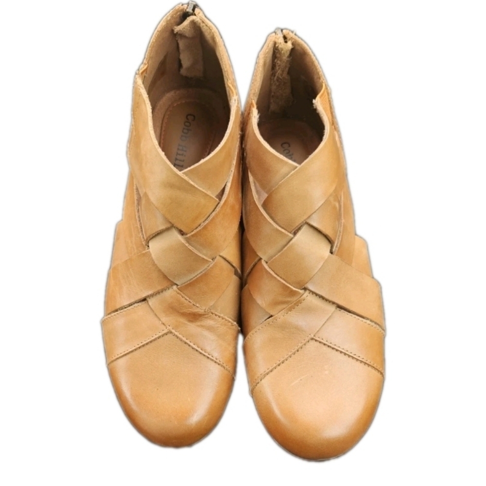 New Rockport Cobb Hill Sz 6.5 Laurel Comfort Woven Tan Leather Booties CI6229 - Picture 6 of 10